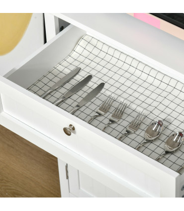 Kitchen Storage Cupboard w/ Microwave Drawer for Dining Room, White