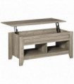 HOMCOM Lift Top Coffee Table w/  Hidden Storage Compartment & Shelves Oak