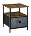 HOMCOM Side Table Vintage Nightstand Coffee Table w/ Drawer for Living Room