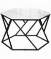 Coffee Table Cocktail Table  High Gloss Marble Top Steel Frame White HOMCOM