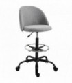 97cm Draughtsman Chair Home Office  5 Wheels Padded Seat Grey Vinsetto