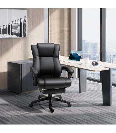 Executive Home Office Chair High Back Recliner, w/ Foot Rest, Black Vinsetto
