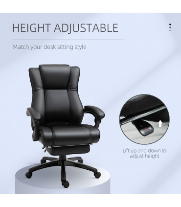 Executive Home Office Chair High Back Recliner, w/ Foot Rest, Black Vinsetto