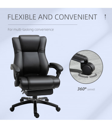 Executive Home Office Chair High Back Recliner, w/ Foot Rest, Black Vinsetto