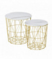 HOMCOM Set of 2 Nesting End Tables Side Tables w/ Basket Removable Top, White