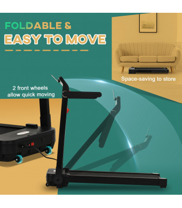 1.85HP Foldable Electric Treadmill Fitness Safety Lock LED Screen Black HOMCOM