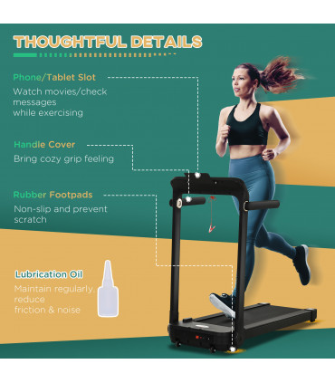 1.85HP Foldable Electric Treadmill Fitness Safety Lock LED Screen Black HOMCOM