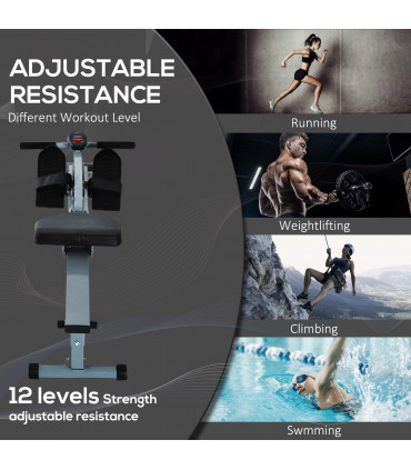 12 Level Fitness Rowing Machine Cardio Fitness Workout and Gym Training HOMCOM