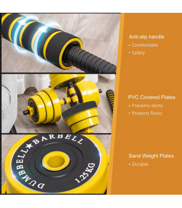 30KG Barbell & Dumbbell Set Fitness Exercise Home Gym Plate Bar HOMCOM