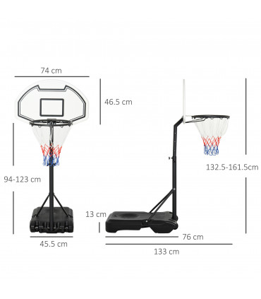 Basketball Stand and  94-123cm Height Adjustable Hoo For Pool Side HOMCOM
