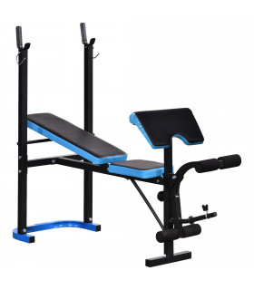 Adjustable Weight Bench with Leg Developer Barbell Rack for Home Gym HOMCOM