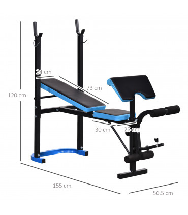 Adjustable Weight Bench with Leg Developer Barbell Rack for Home Gym HOMCOM
