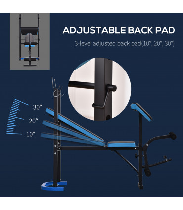 Adjustable Weight Bench with Leg Developer Barbell Rack for Home Gym HOMCOM