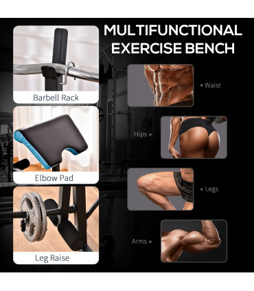 Adjustable Weight Bench with Leg Developer Barbell Rack for Home Gym HOMCOM