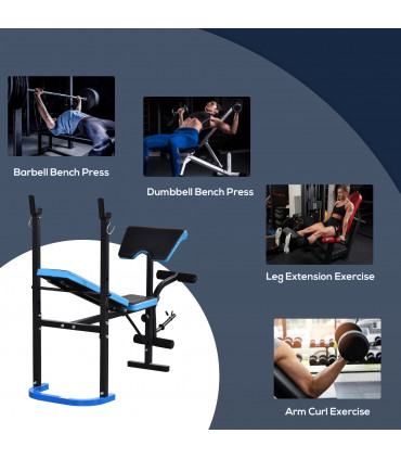 Adjustable Weight Bench with Leg Developer Barbell Rack for Home Gym HOMCOM