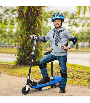 Kids Foldable Electric Powered Scooters 120W Toy Brake Kickstand Blue HOMCOM