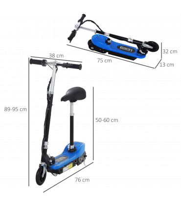 Kids Foldable Electric Powered Scooters 120W Toy Brake Kickstand Blue HOMCOM