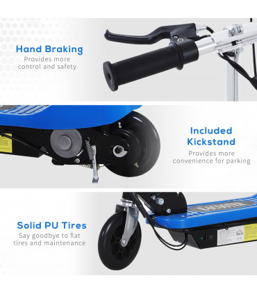 Kids Foldable Electric Powered Scooters 120W Toy Brake Kickstand Blue HOMCOM