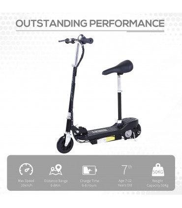 Kids Foldable Electric Powered Scooter 120W Toy Brake Kickstand Black HOMCOM