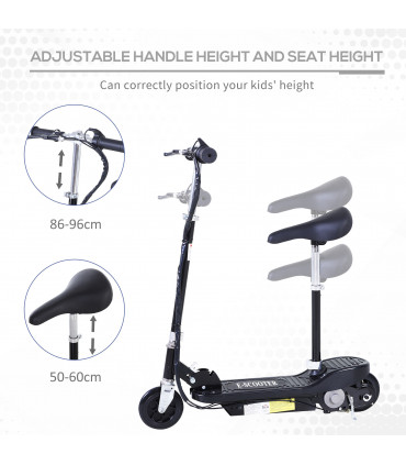 Kids Foldable Electric Powered Scooter 120W Toy Brake Kickstand Black HOMCOM