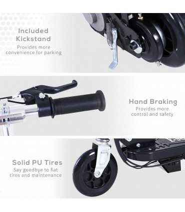 Kids Foldable Electric Powered Scooter 120W Toy Brake Kickstand Black HOMCOM