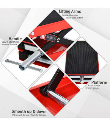 500KG Steel Motorbike Repair Lift X Frame Adjustment Jack Rubber Top Durhand