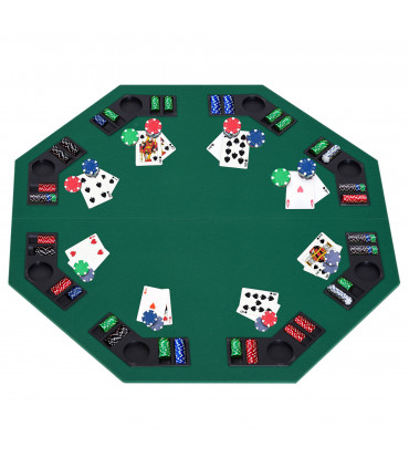1.2m/48 Inches Foldable Poker Table Top 8 Players Blackjack Chip Trays HOMCOM