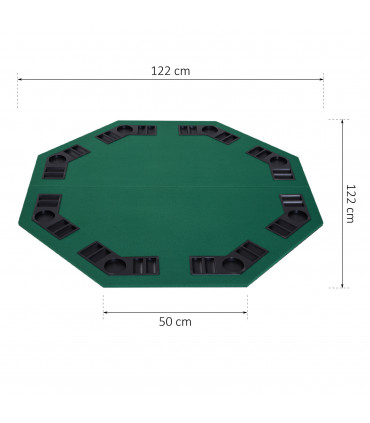 1.2m/48 Inches Foldable Poker Table Top 8 Players Blackjack Chip Trays HOMCOM