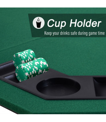 1.2m/48 Inches Foldable Poker Table Top 8 Players Blackjack Chip Trays HOMCOM