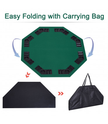 1.2m/48 Inches Foldable Poker Table Top 8 Players Blackjack Chip Trays HOMCOM