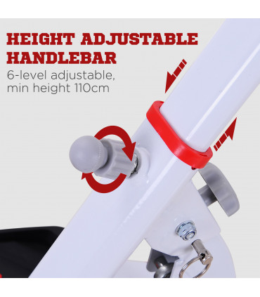 Foldable Stepper Adjustable Step Machine w/ Handlebar LCD Display, Red HOMCOM