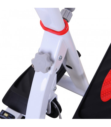 Foldable Stepper Adjustable Step Machine w/ Handlebar LCD Display, Red HOMCOM