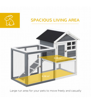 122cm Wooden Rabbit Hutch Bunny Cage Pet House with Tray Ladder Run Pawhut