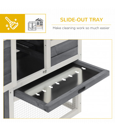 122cm Wooden Rabbit Hutch Bunny Cage Pet House with Tray Ladder Run Pawhut