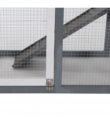 122cm Wooden Rabbit Hutch Bunny Cage Pet House with Tray Ladder Run Pawhut