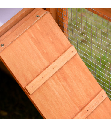 Deluxe Fir Wood Rabbit Hutch 2-Tier Metal Guinea Pig Small Animal House Pawhut