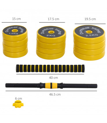 25KG Barbell & Dumbbell Set Fitness Exercise Home Gym Plate Bar HOMCOM