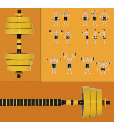 25KG Barbell & Dumbbell Set Fitness Exercise Home Gym Plate Bar HOMCOM