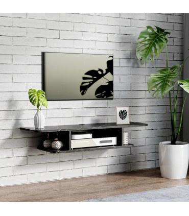 Floating TV Unit Stand Wall Mount Media Console with Storage Shelf, Black