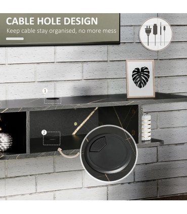 Floating TV Unit Stand Wall Mount Media Console with Storage Shelf, Black