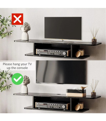 Floating TV Unit Stand Wall Mount Media Console with Storage Shelf, Black