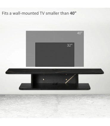 Floating TV Unit Stand Wall Mount Media Console with Storage Shelf, Black