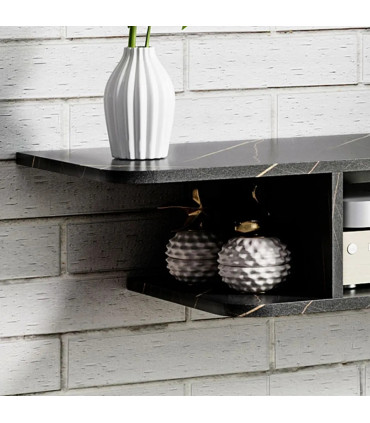 Floating TV Unit Stand Wall Mount Media Console with Storage Shelf, Black
