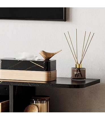 Floating TV Unit Stand Wall Mount Media Console with Storage Shelf, Black