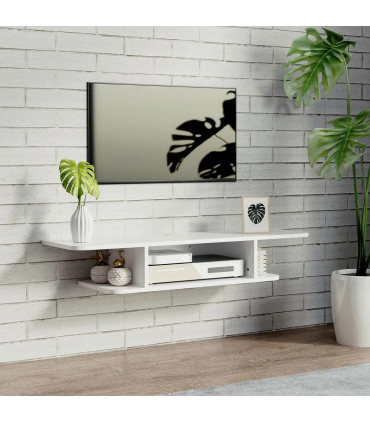 Floating TV Unit Stand Wall Mount Media Console with Storage Shelf, White