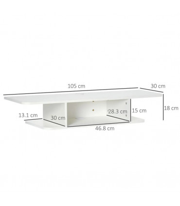 Floating TV Unit Stand Wall Mount Media Console with Storage Shelf, White