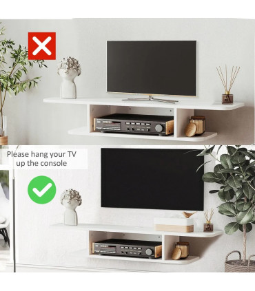 Floating TV Unit Stand Wall Mount Media Console with Storage Shelf, White