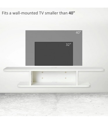 Floating TV Unit Stand Wall Mount Media Console with Storage Shelf, White