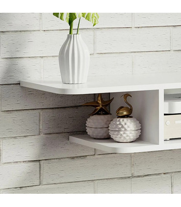 Floating TV Unit Stand Wall Mount Media Console with Storage Shelf, White