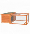 Wooden Rabbit Hutch with Run Small Animal Guinea Pig House 125.5 x 100 x 49cm